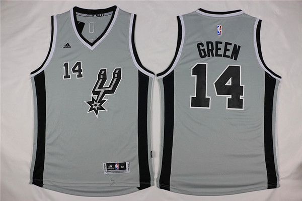Men San Antonio Spurs #14 Green Grey Adidas NBA Jerseys->san antonio spurs->NBA Jersey